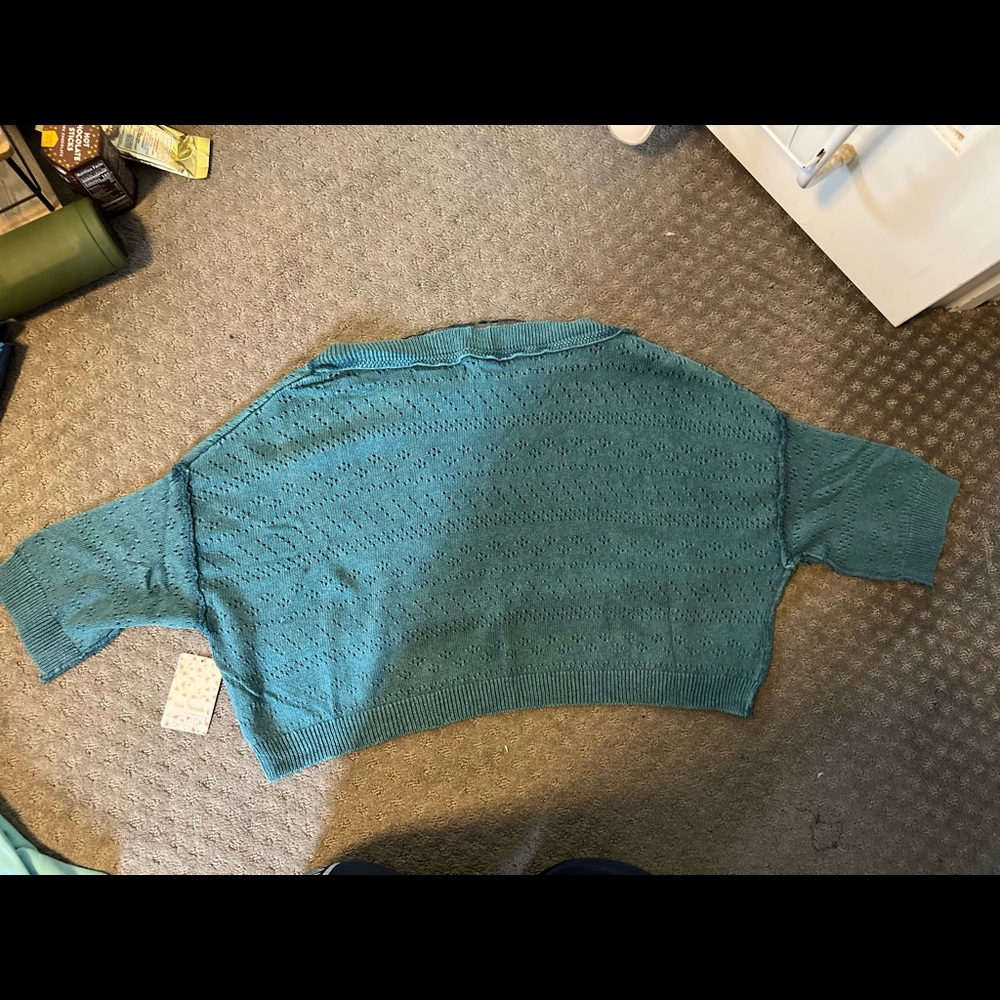 Free People Oversized Teal Sweater - Size Small